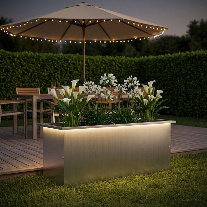 Jardinieră de grădină cu LED Argintiu 40 x 100 x 40 cm - WALTI WALTI