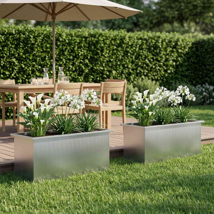 Jardinieră de grădină cu LED 2 buc. Argintiu 40 x 100 x 40 cm - WALTI WALTI