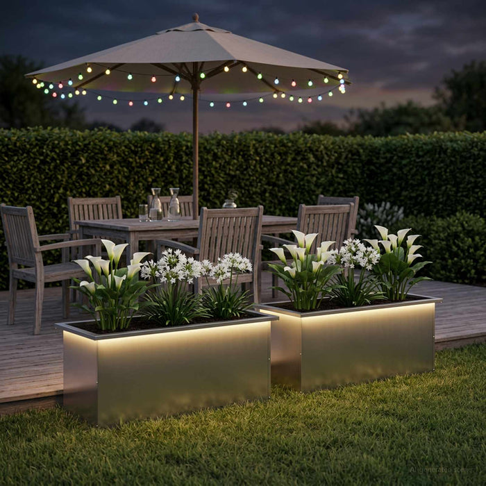 Jardinieră de grădină cu LED 2 buc. Argintiu 40 x 100 x 40 cm - WALTI WALTI