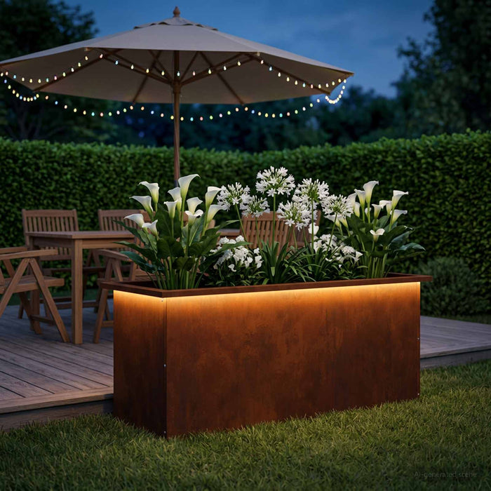 Jardinieră de grădină cu LED Ruginit 40 x 100 x 40 cm WALTI