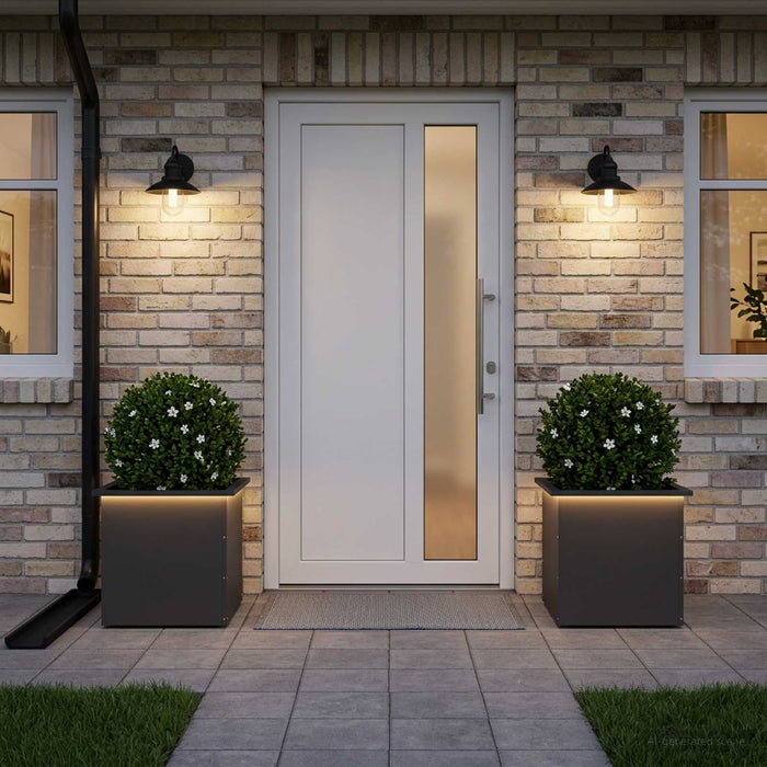 Jardinieră de grădină cu LED 2 buc. Negru 50 x 50 x 48 cm Oțel - WALTI WALTI