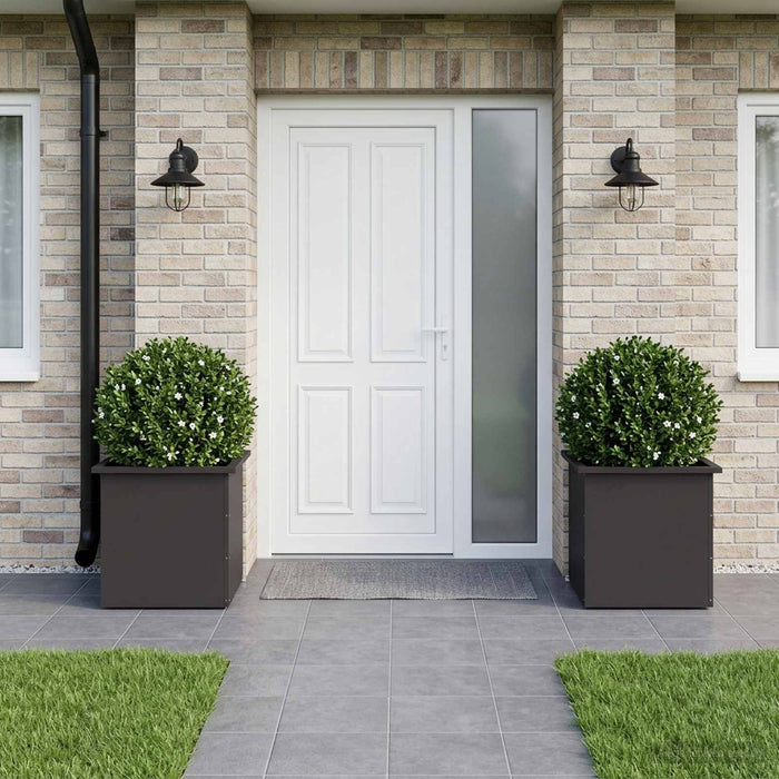 Jardinieră de grădină cu LED 2 buc. Negru 50 x 50 x 48 cm Oțel - WALTI WALTI