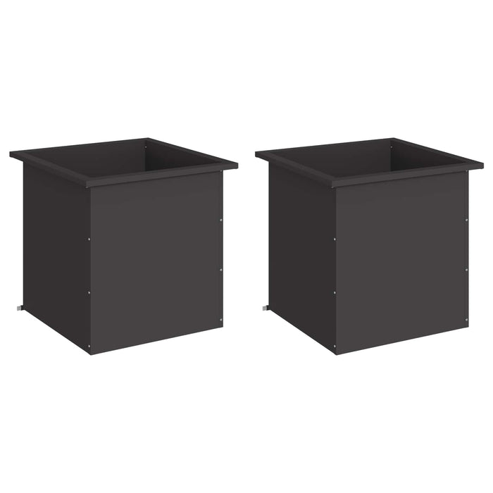 Jardinieră de grădină cu LED 2 buc. Negru 50 x 50 x 48 cm Oțel - WALTI WALTI
