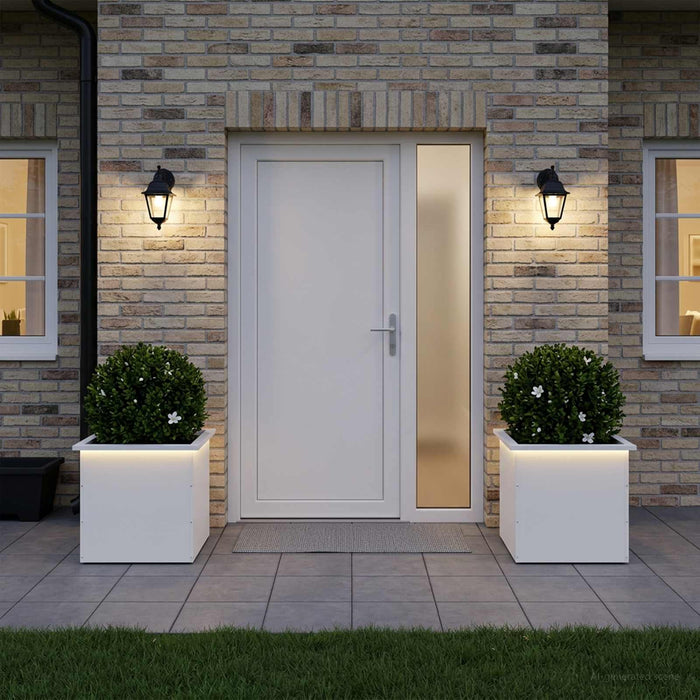 Jardinieră de grădină cu LED 2 buc. Alb 50 x 50 x 48 cm Oțel - WALTI WALTI