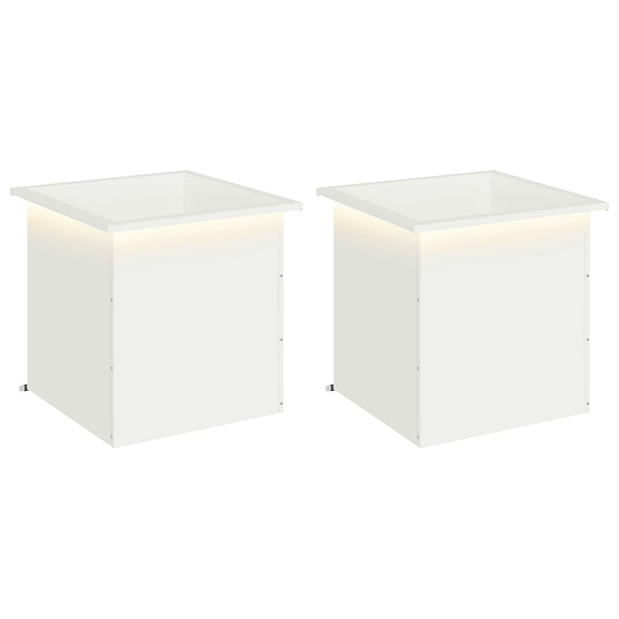 Jardinieră de grădină cu LED 2 buc. Alb 50 x 50 x 48 cm Oțel - WALTI WALTI