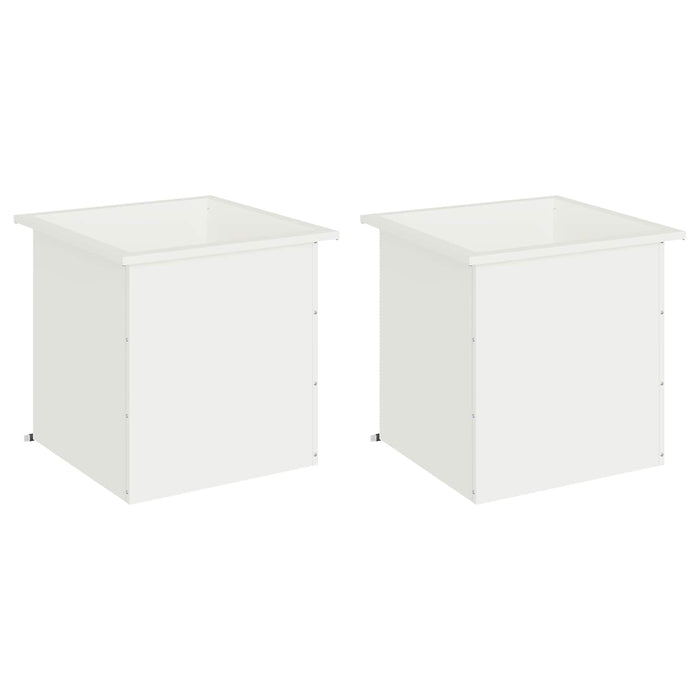 Jardinieră de grădină cu LED 2 buc. Alb 50 x 50 x 48 cm Oțel - WALTI WALTI
