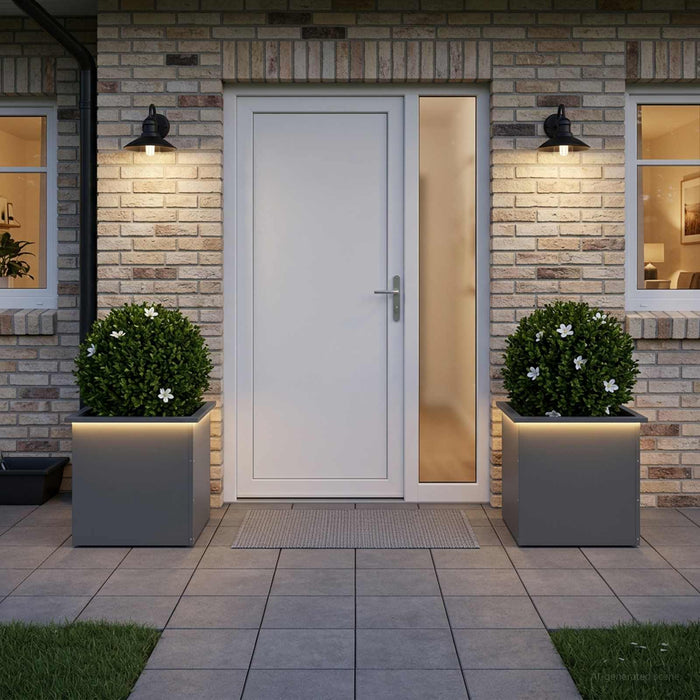 Jardinieră de grădină cu LED 2 buc. Antracit 50 x 50 x 48 cm WALTI