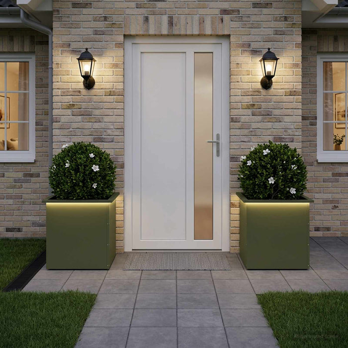 Jardinieră de grădină cu LED 2 buc. Verde măsliniu - WALTI WALTI