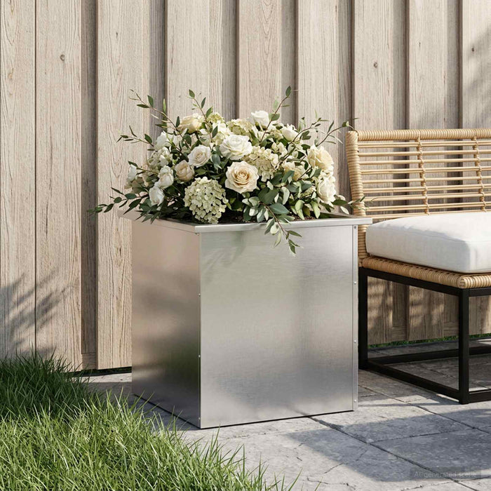 Jardinieră de grădină cu LED Argintiu 50 x 50 x 48 cm - WALTI WALTI