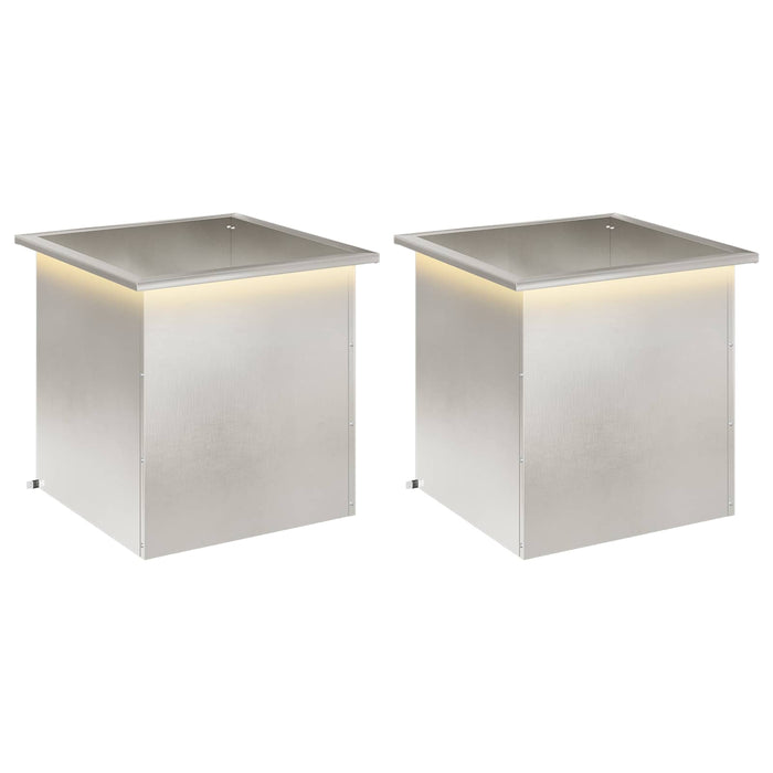 Jardinieră de grădină cu LED 2 buc. Argintiu 50 x 50 x 48 cm WALTI