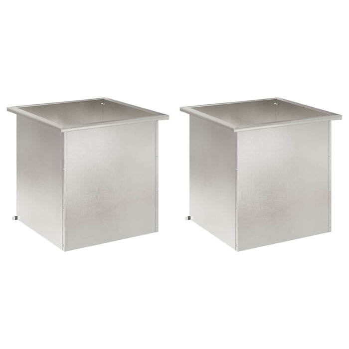 Jardinieră de grădină cu LED 2 buc. Argintiu 50 x 50 x 48 cm WALTI