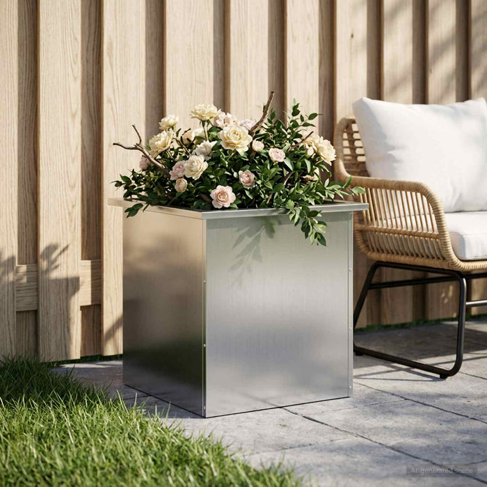 Jardinieră de grădină cu LED Argintiu 50 x 50 x 48 cm - WALTI WALTI