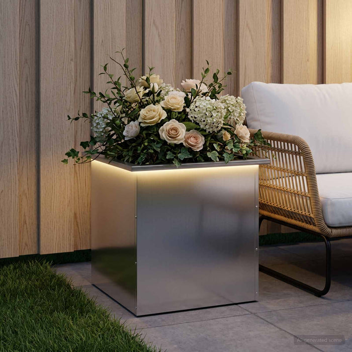 Jardinieră de grădină cu LED Argintiu 50 x 50 x 48 cm - WALTI WALTI