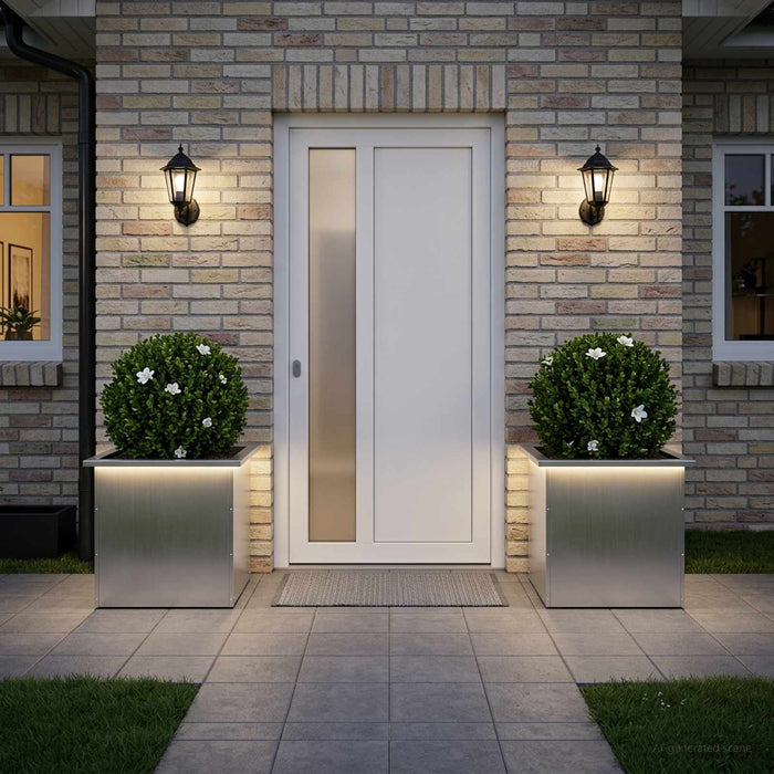 Jardinieră de grădină cu LED 2 buc. Argintiu 50 x 50 x 48 cm - WALTI WALTI