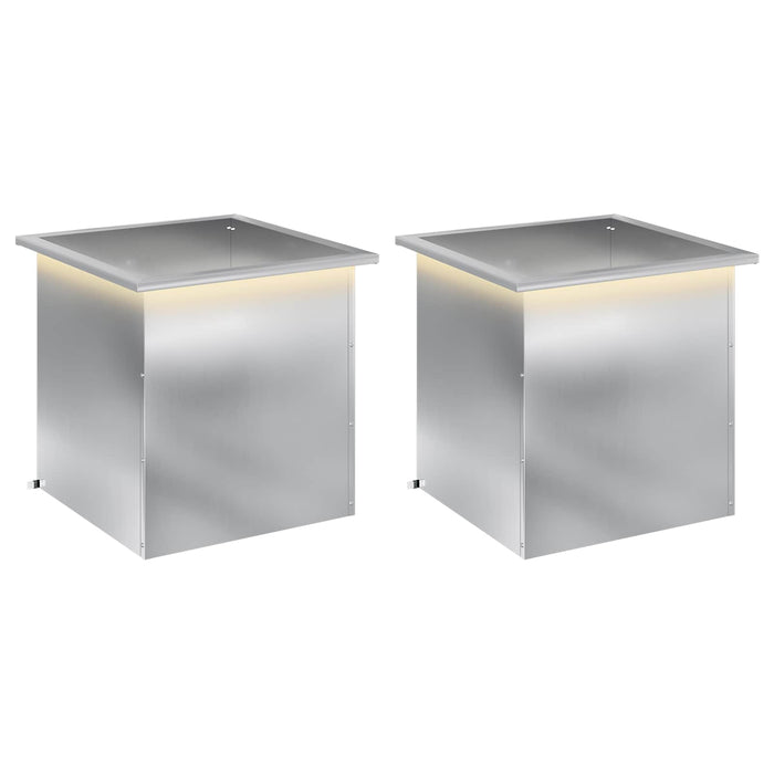 Jardinieră de grădină cu LED 2 buc. Argintiu 50 x 50 x 48 cm - WALTI WALTI