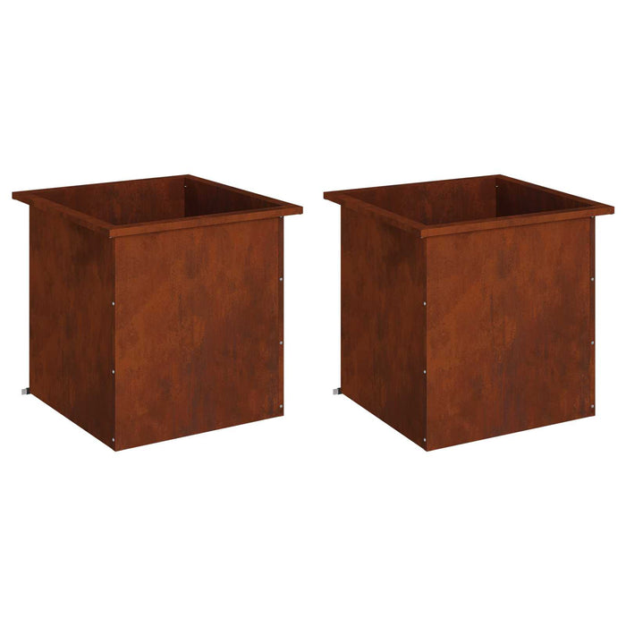 Jardinieră de grădină cu LED 2 buc. Ruginit 50 x 50 x 48 cm WALTI