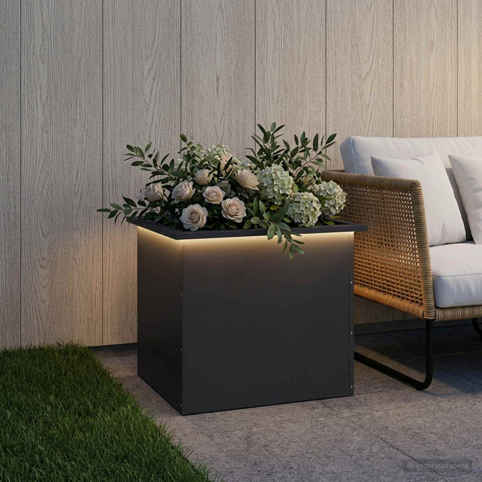 Jardinieră de grădină cu LED Negru 50 x 60 x 48 cm Oțel - WALTI WALTI