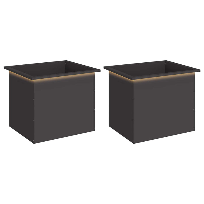 Jardinieră de grădină cu LED 2 buc. Negru 50 x 60 x 48 cm Oțel - WALTI WALTI
