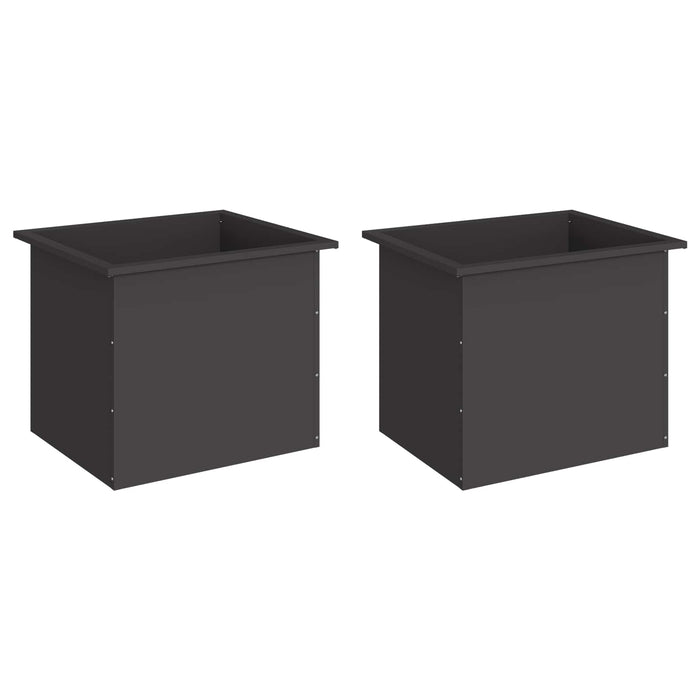 Jardinieră de grădină cu LED 2 buc. Negru 50 x 60 x 48 cm Oțel - WALTI WALTI