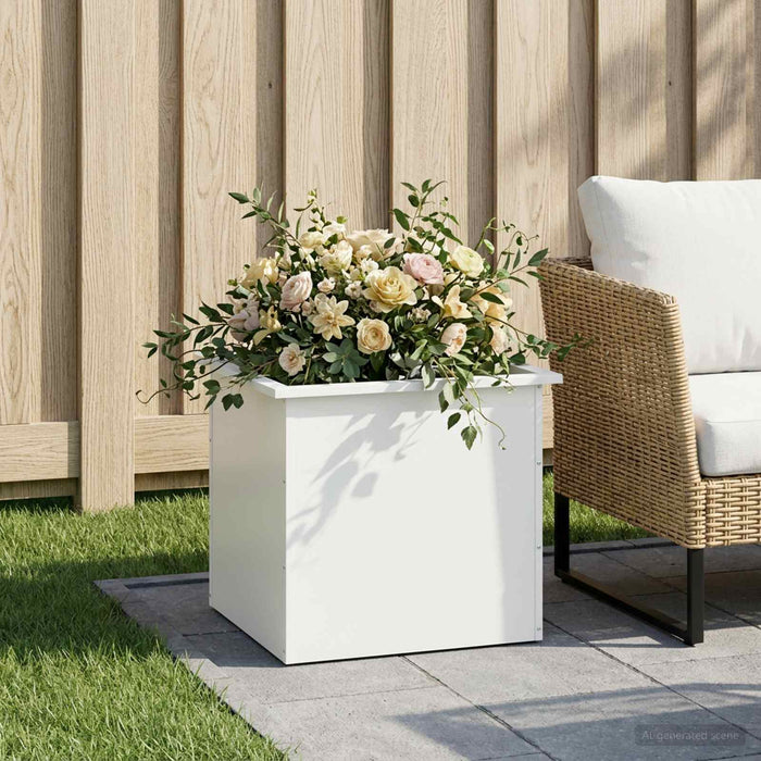 Jardinieră de grădină cu LED Alb 50 x 60 x 48 cm Oțel - WALTI WALTI