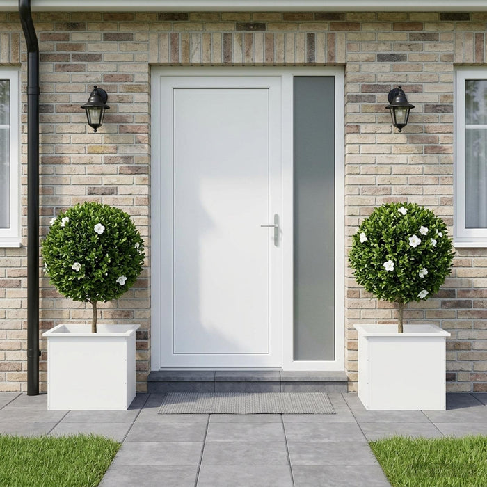 Jardinieră de grădină cu LED 2 buc. Alb 50 x 60 x 48 cm Oțel - WALTI WALTI