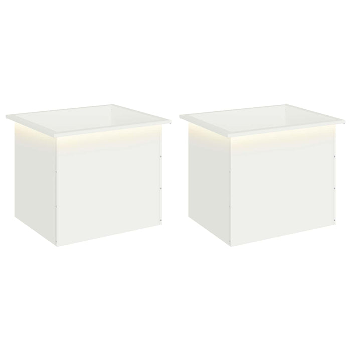 Jardinieră de grădină cu LED 2 buc. Alb 50 x 60 x 48 cm Oțel - WALTI WALTI