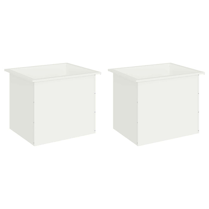 Jardinieră de grădină cu LED 2 buc. Alb 50 x 60 x 48 cm Oțel - WALTI WALTI