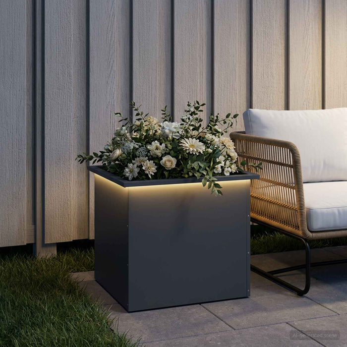 Jardinieră de grădină cu LED Antracit 50 x 60 x 48 cm Oțel WALTI