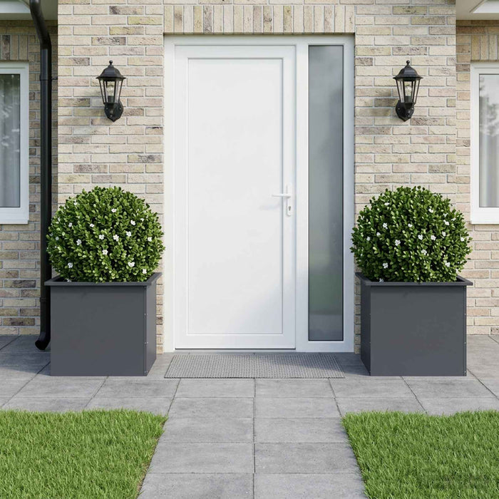 Jardinieră de grădină cu LED 2 buc. Antracit 50 x 60 x 48 cm WALTI