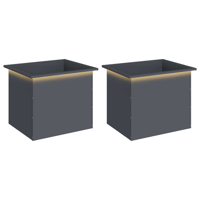 Jardinieră de grădină cu LED 2 buc. Antracit 50 x 60 x 48 cm WALTI