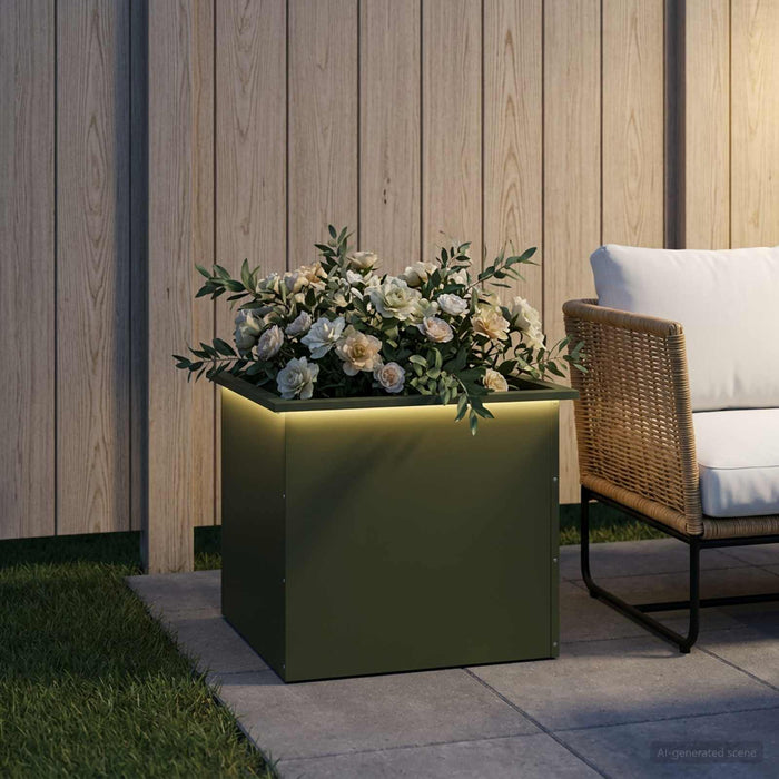 Jardinieră de grădină cu LED Verde măsliniu 50 x 60 x 48 cm - WALTI WALTI