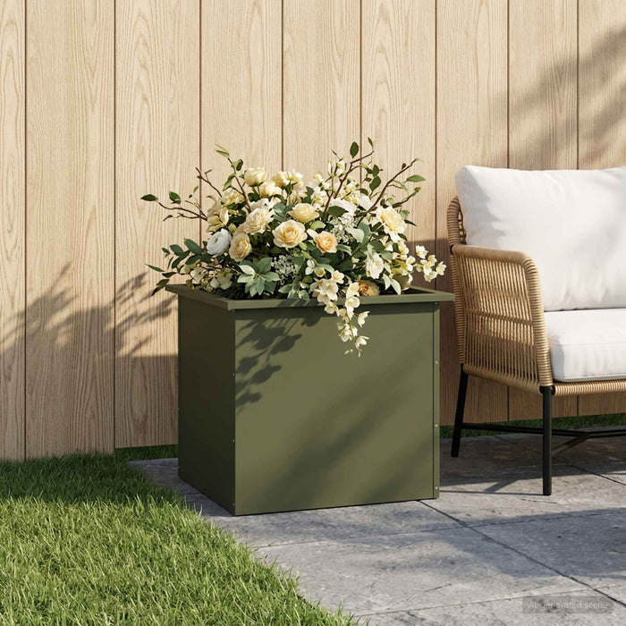 Jardinieră de grădină cu LED Verde măsliniu 50 x 60 x 48 cm - WALTI WALTI