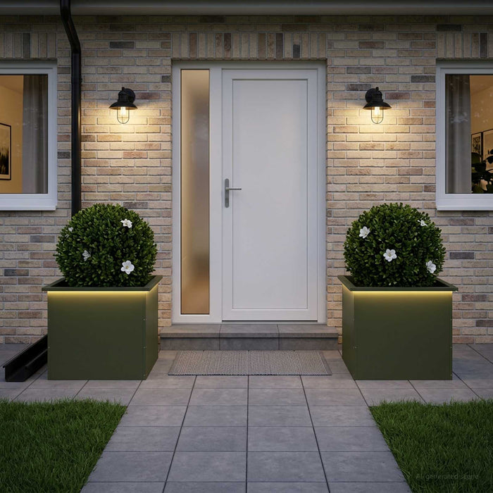 Jardinieră de grădină cu LED 2 buc. Verde măsliniu - WALTI WALTI