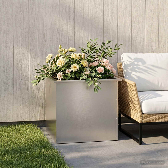 Jardinieră de grădină cu LED Argintiu 50 x 60 x 48 cm - WALTI WALTI
