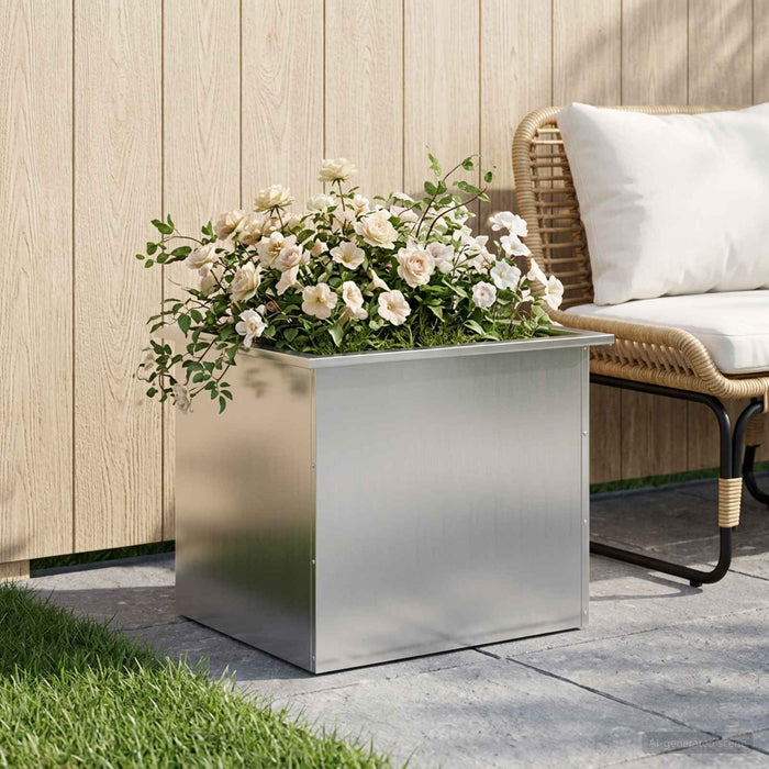 Jardinieră de grădină cu LED Argintiu 50 x 60 x 48 cm - WALTI WALTI