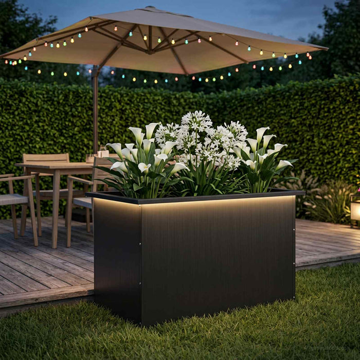Jardinieră de grădină cu LED Negru 50 x 80 x 48 cm Oțel - WALTI WALTI