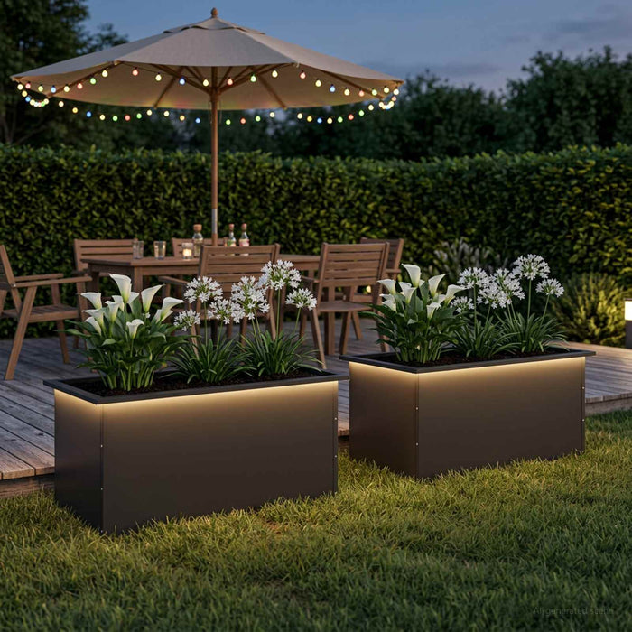 Jardinieră de grădină cu LED 2 buc. Negru 50 x 80 x 48 cm Oțel - WALTI WALTI