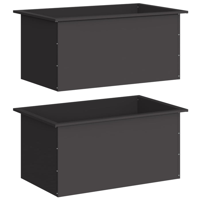Jardinieră de grădină cu LED 2 buc. Negru 50 x 80 x 48 cm Oțel - WALTI WALTI