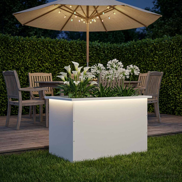 Jardinieră de grădină cu LED Alb 50 x 80 x 48 cm Oțel - WALTI WALTI