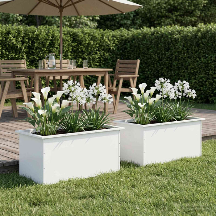 Jardinieră de grădină cu LED 2 buc. Alb 50 x 80 x 48 cm Oțel - WALTI WALTI