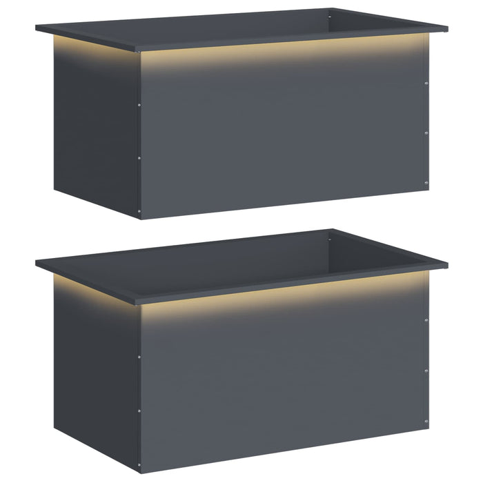 Jardinieră de grădină cu LED 2 buc. Antracit 50 x 80 x 48 cm WALTI