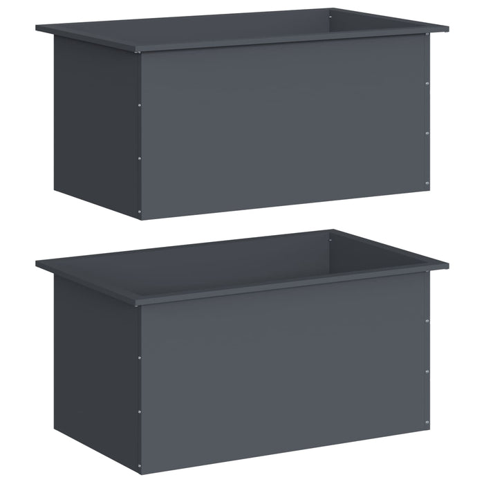 Jardinieră de grădină cu LED 2 buc. Antracit 50 x 80 x 48 cm WALTI