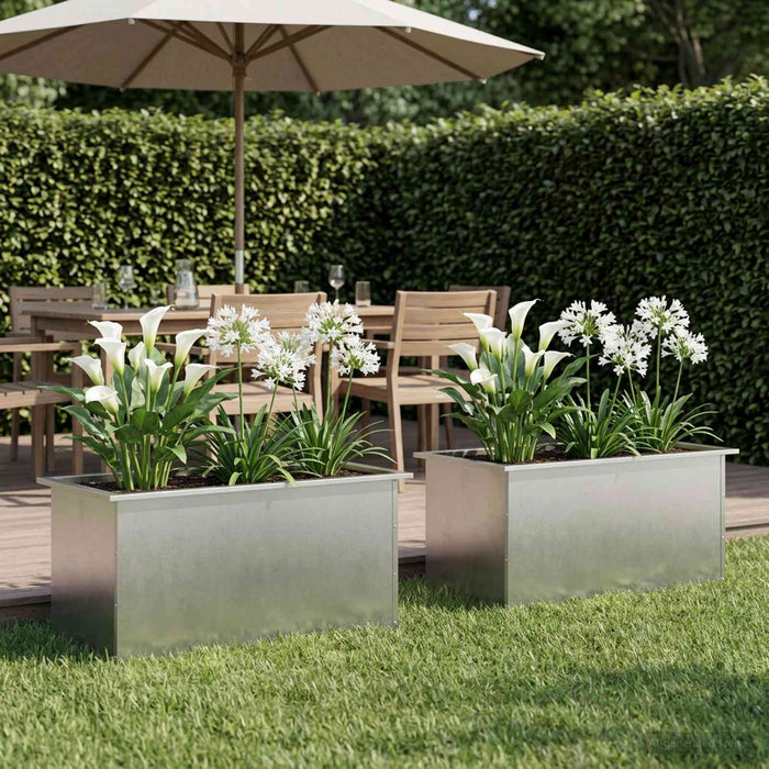 Jardinieră de grădină cu LED 2 buc. Argintiu 50 x 80 x 48 cm - WALTI WALTI
