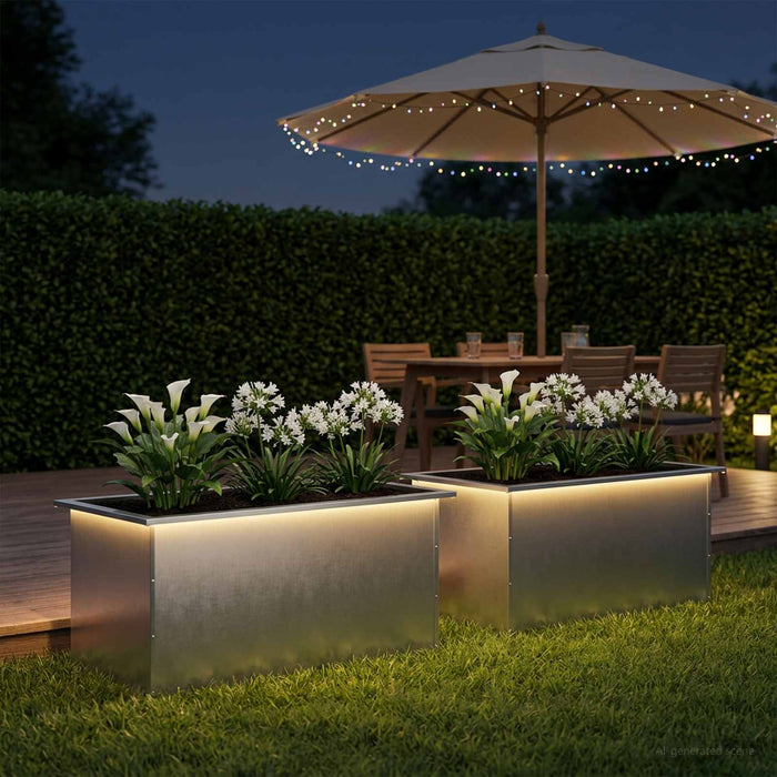 Jardinieră de grădină cu LED 2 buc. Argintiu 50 x 80 x 48 cm - WALTI WALTI