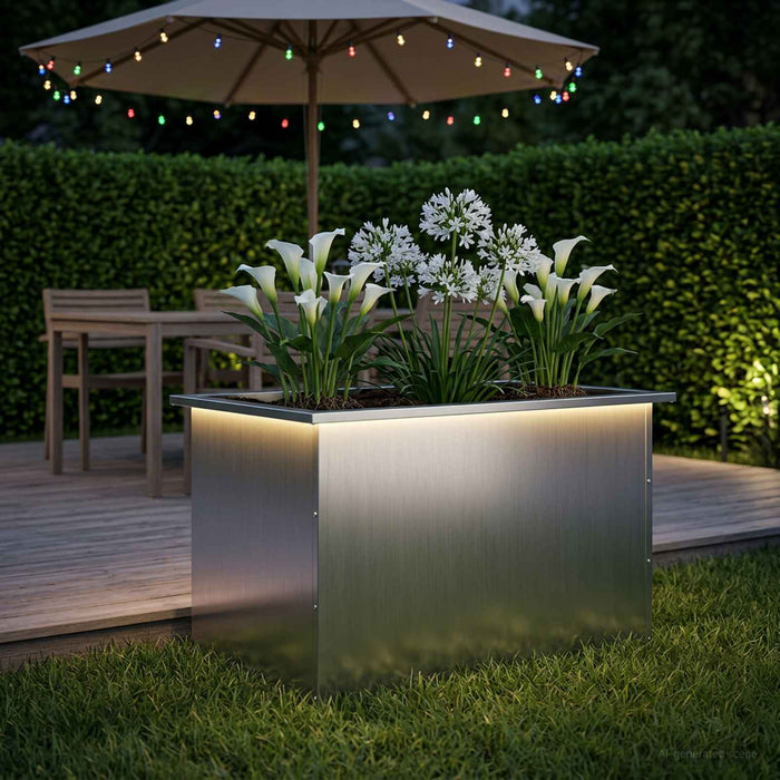 Jardinieră de grădină cu LED Argintiu 50 x 80 x 48 cm - WALTI WALTI