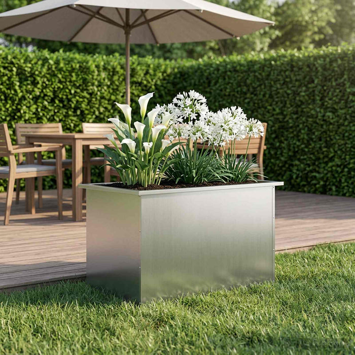 Jardinieră de grădină cu LED Argintiu 50 x 80 x 48 cm - WALTI WALTI