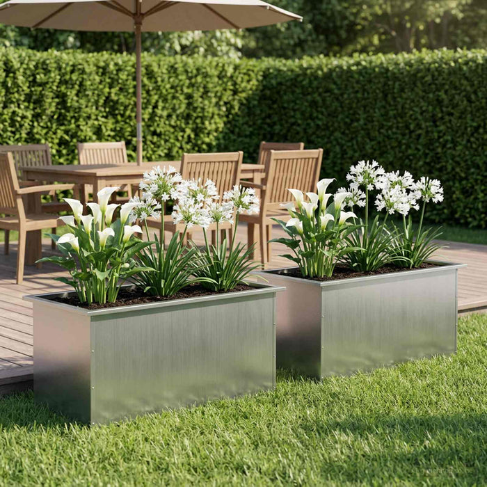 Jardinieră de grădină cu LED 2 buc. Argintiu 50 x 80 x 48 cm - WALTI WALTI