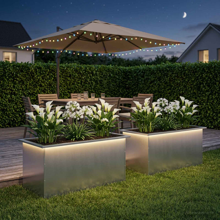 Jardinieră de grădină cu LED 2 buc. Argintiu 50 x 80 x 48 cm - WALTI WALTI