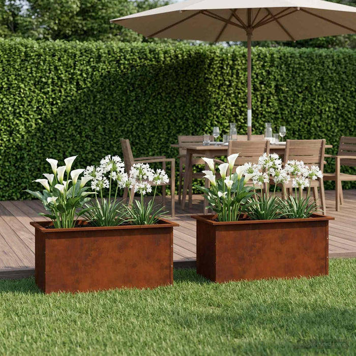 Jardinieră de grădină cu LED 2 buc. Ruginit 50 x 80 x 48 cm WALTI