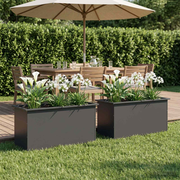 Jardinieră de grădină cu LED 2 buc. Negru 50 x 100 x 48 cm Oțel - WALTI WALTI